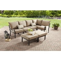 outdoor sectional sofa mainstays sandhill 7-piece outdoor sofa sectional set, seats 5 BDMTOJC