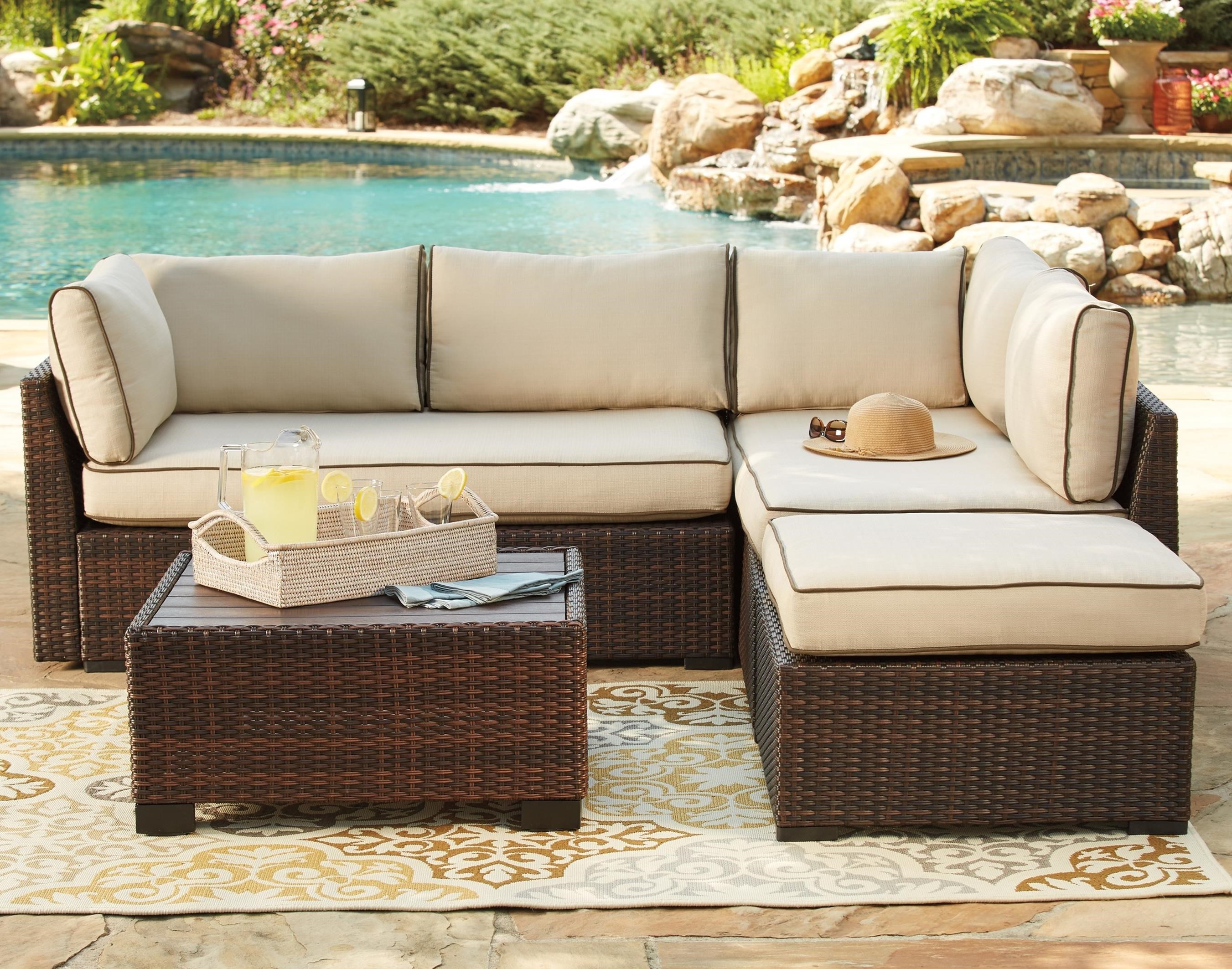 outdoor sectional sofa signature design by ashley loughranoutdoor sectional set with cocktail  table ... GRRJATI