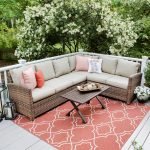 outdoor sectionals leisure made dalton 5-piece wicker outdoor sectional set with tan cushions JMOVOEM