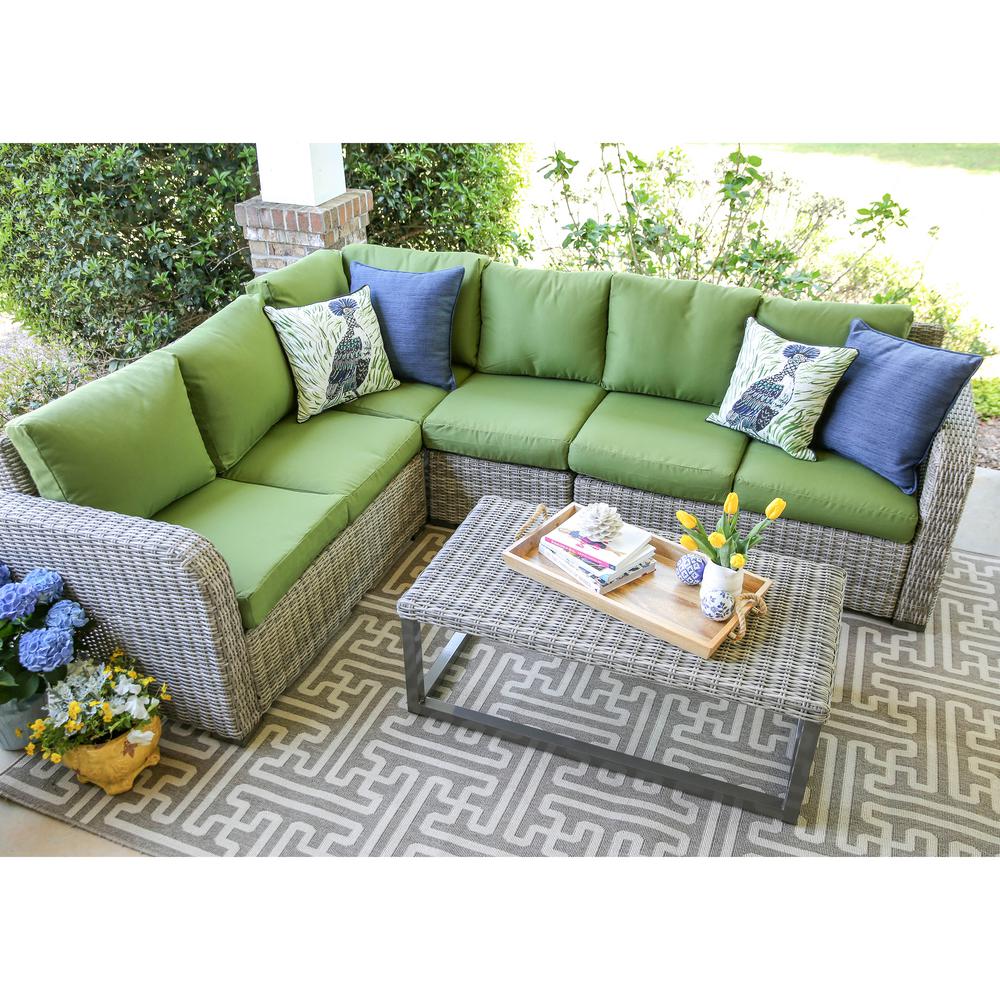 outdoor sectionals leisure made forsyth 5-piece wicker outdoor sectional set with green  cushions QCHXRYH