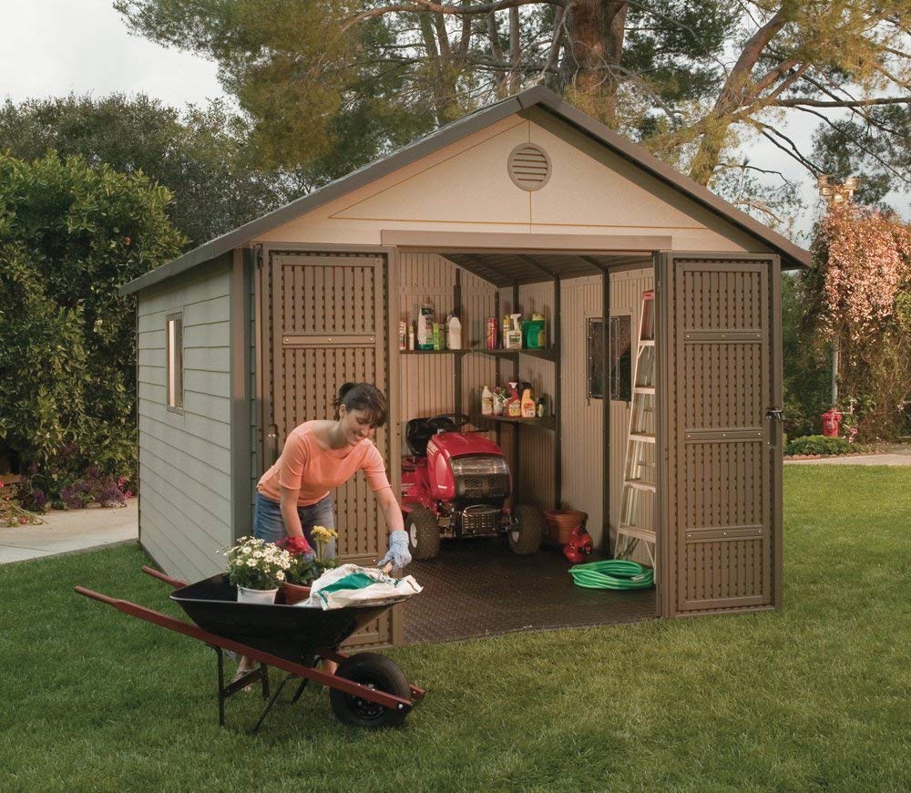 outdoor shed amazon.com : lifetime 6433 outdoor storage shed with windows, 11 by 11 PWROGXV