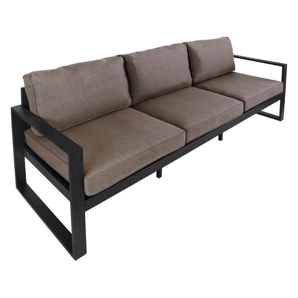 outdoor sofa black aluminum all-weather casual outdoor patio sofa with XBPUXWV