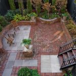 outdoors:tiny backyard design with beautiful brick patio and small wood  chairs IREPTVO