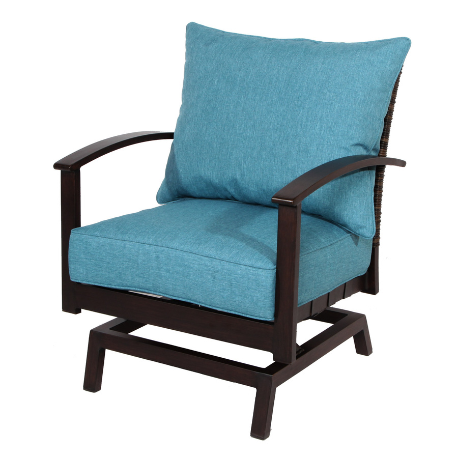 patio chair allen + roth atworth set of 2 aluminum conversation chairs with peacockblue LWSMZKY