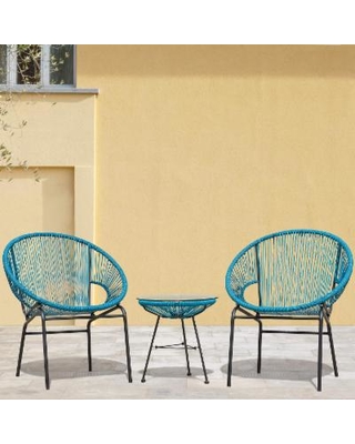 patio chair sarcelles woven wicker patio chairs by corvus (set of 2) (blue - QXDWJBB