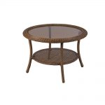 patio coffee table brown all-weather wicker round outdoor patio coffee JNFKOCB