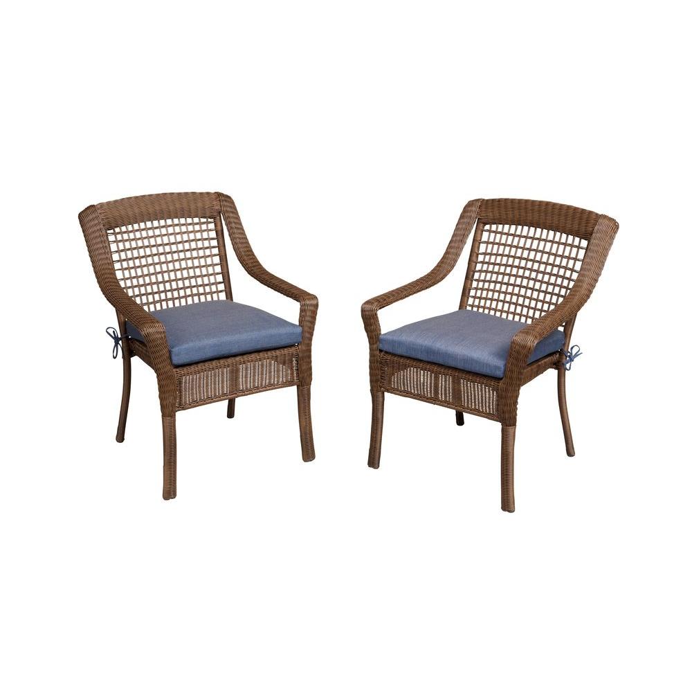 patio dining chairs hampton bay spring haven brown all-weather wicker patio dining chair with KOGJPAA