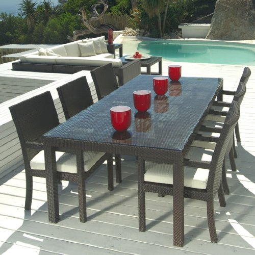 patio dining table amazon.com: outdoor wicker patio furniture new resin 7 pc dining table set RZYEAOK