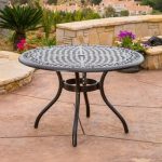 patio dining table outdoor hallandale round cast aluminum bronze dining table (only) by  christopher DSCHHPG