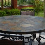 patio dining tables 63u0027u0027 round top slate outdoor stone patio dining table oceane ANTLOKH