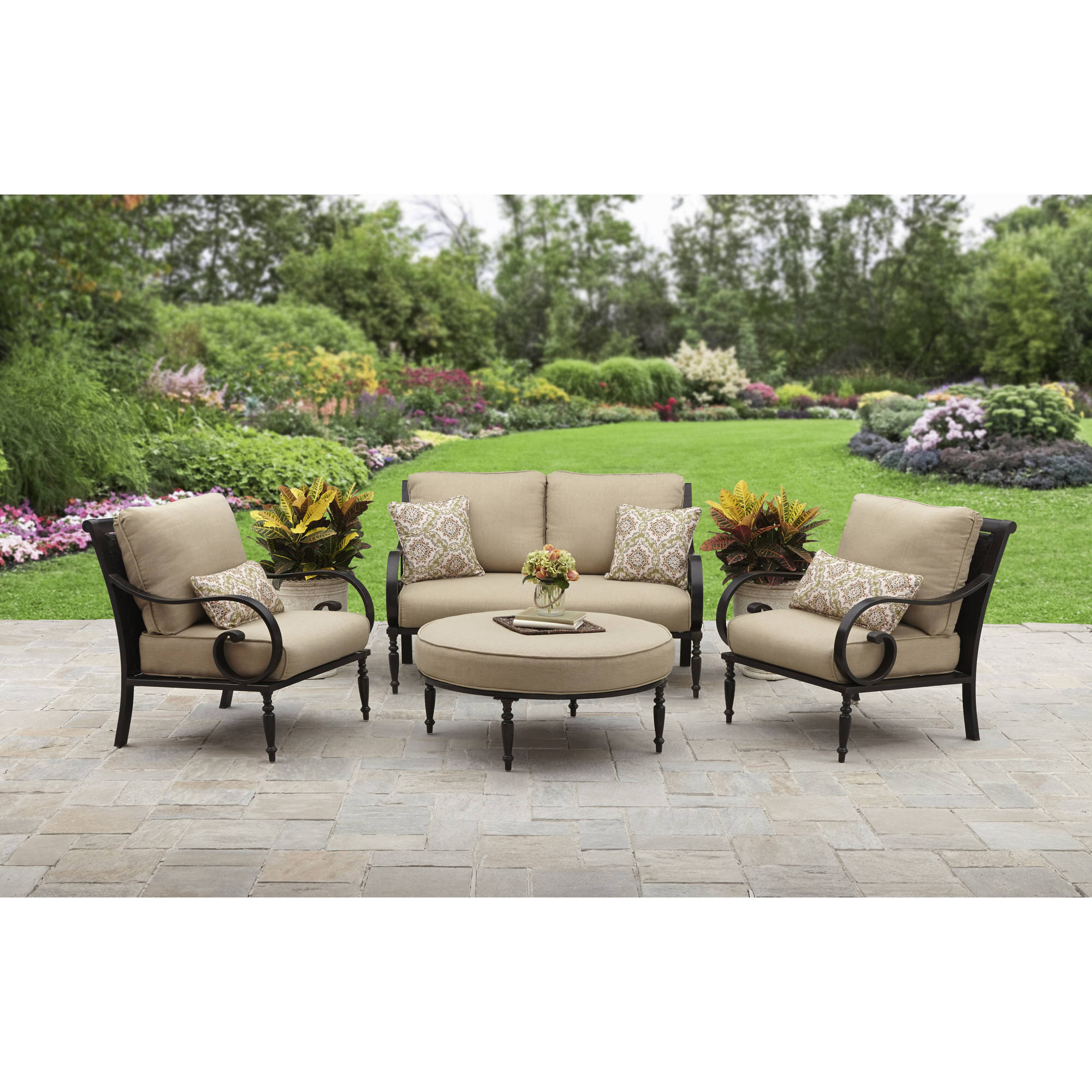 patio furniture better homes and gardens englewood heights ii aluminum 4-piece outdoor patio DFXELOS