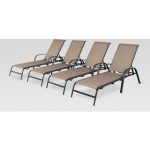 patio lounge chairs 4pk metal stack sling patio lounge chair - tan - threshold YHWLBCF