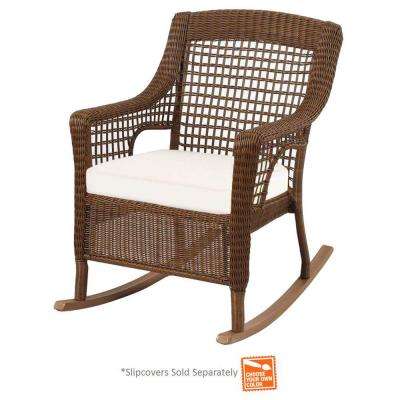 patio rocking chairs spring haven brown wicker outdoor patio rocking chair with cushions ... FALGUXA