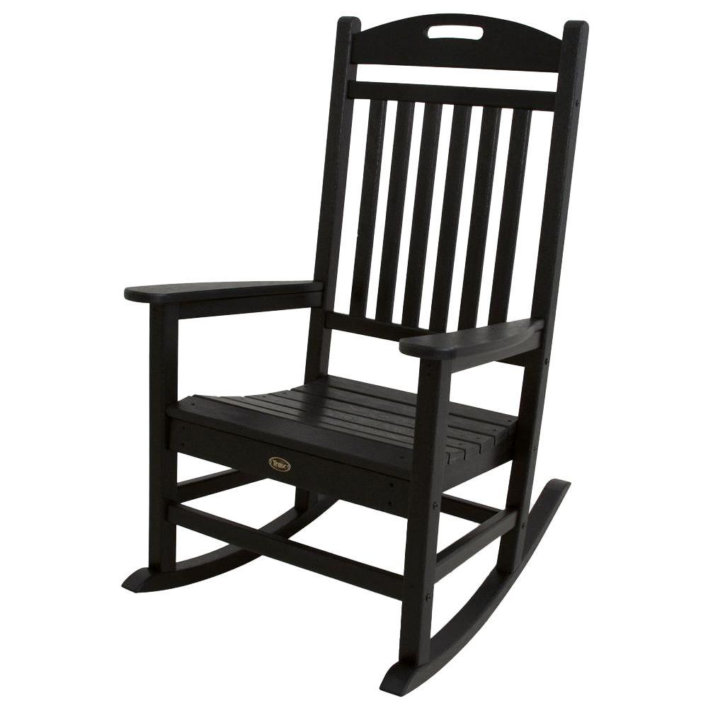 patio rocking chairs trex outdoor furniture yacht club charcoal black patio rocker DYVQENC