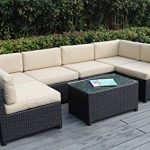 patio sectional ohana mezzo 7-piece outdoor wicker patio furniture sectional conversation  set, black QSRYFUP