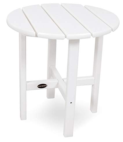 patio side table polywood rst18wh round 18 side table, white YJVXPAW