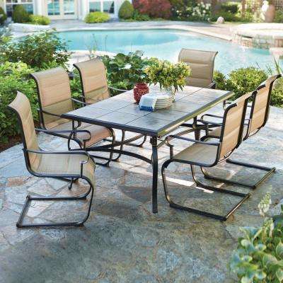 patio table and chairs belleville 7-piece padded sling outdoor dining set OZEQGSE