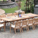 patio table sets 13-piece-teak-dining-set TVMSNWR