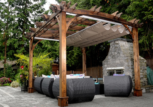 pergola kits pergola with roof - arched breeze with retractable canopy 10 x 12 VWRQHPA