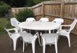 plastic garden furniture 8 seat white plastic garden table chair set in ipswich LOHLSWT