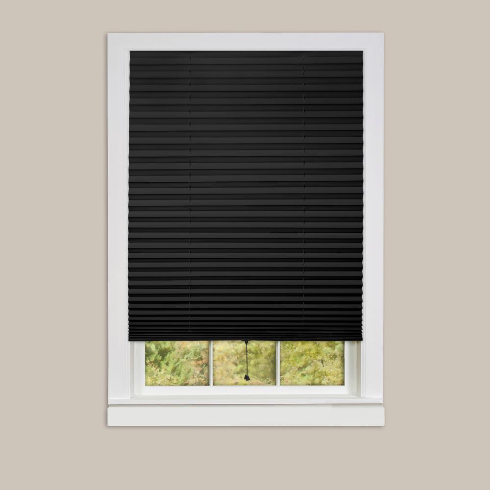 pleated shades achim 1-2-3 black vinyl room darkening window pleated shade - 48 in. NWJQZMV