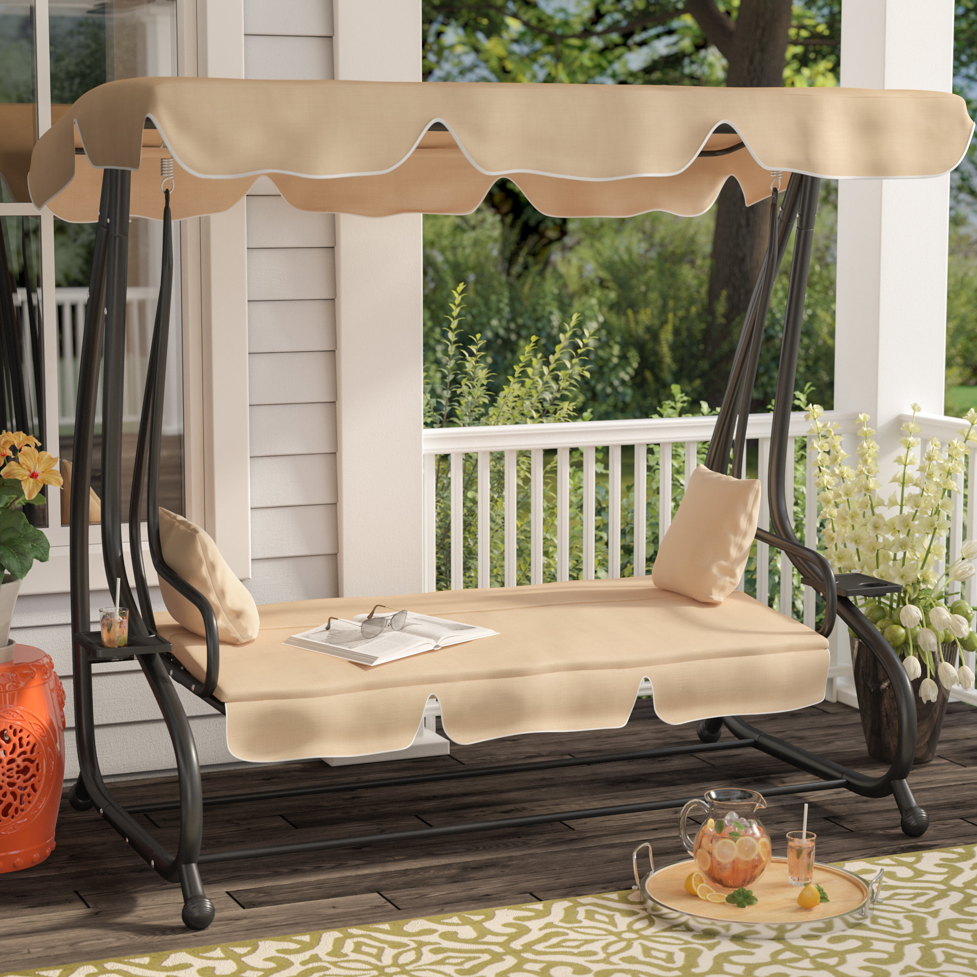 porch swings winston porter whitney outdoor covered porch swing with stand u0026 reviews | GSCILHA