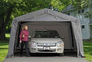 portable carport image is loading shelterlogic-12x16x8-auto-shelter-portable-garage-steel- carport- TCXRSZN