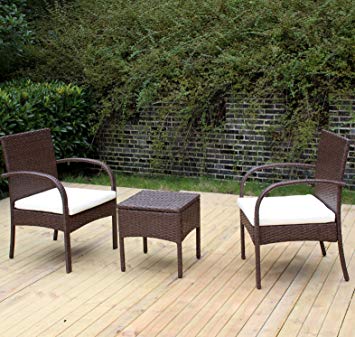 rattan garden chairs heredeco patio rattan outdoor garden furniture set of 3pcs, wicker chairs KFWHPIE