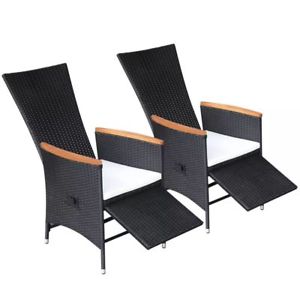 rattan garden chairs image is loading vidaxl-2x-reclining-dining-chairs-black-wicker-poly- CISRHGO