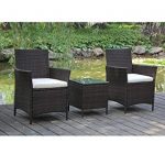 rattan garden chairs viva home patio rattan outdoor garden furniture set of 3pcs, wicker chairs HUMPHLM