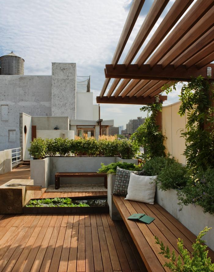 roof garden design roof-garden-pergola-built-in-furniture-pulltab-manhattan- BBICNQT