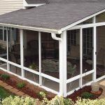 screen porch white aluminum frame screen room with single-slope roof FUVRXDP