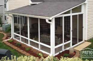 screened in porch white aluminum frame screen room with single-slope roof JOBHACF
