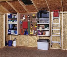shed storage ideas shed organization for storage - keep things off the ground, hang ladder, WMGAFNX