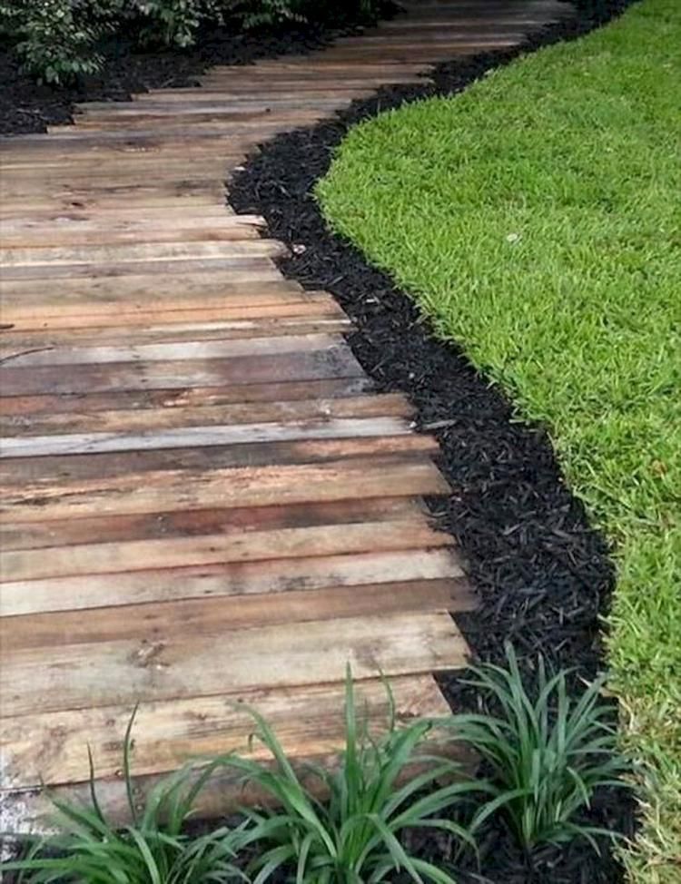simple and affordable wooden garden path ideas UEQCIVP