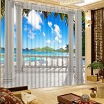 sproud 3d curtains custom curtains balcony roman column sea view beautiful ZTXOACP