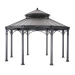 steel gazebo sunjoy windsor 14 ft. x 14. ft black hard top gazebo EMTNUKA