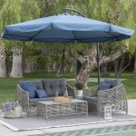 steel offset patio umbrella with detachable netting HHUURMS