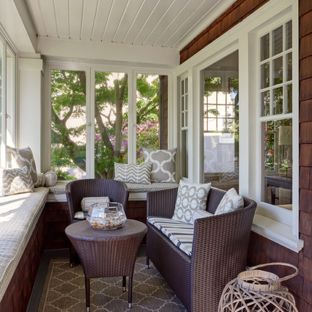 sunroom furniture inspiration for a small timeless sunroom remodel in san francisco with a NVMPPXJ