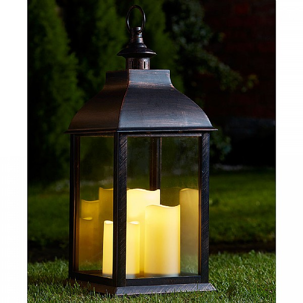 triple pillar lantern (battery operated) | garden lanterns | webbs garden XBSYKKZ