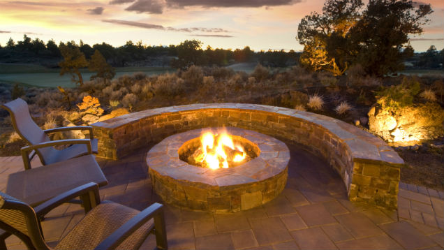 view larger image gorgeous backyard fireplace with golf course backdrop WTHFNMR