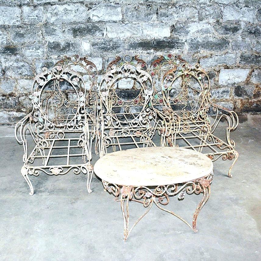 vintage patio furniture vintage outdoor wrought iron patio furniture set chairs refinishing metal  refinish UPHDEJU