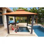 waterproof gazebo paragon-outdoor 10 ft. x 10 ft. gazebo with rust sunbrella canopy IJWUFPE