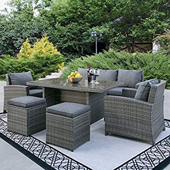 wicker patio set best choice products complete outdoor living patio furniture 6-piece wicker  dining RJHDKKM