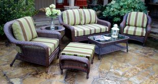 wicker patio set ... landry stripe malt fabric / java wicker ... MNUORBP