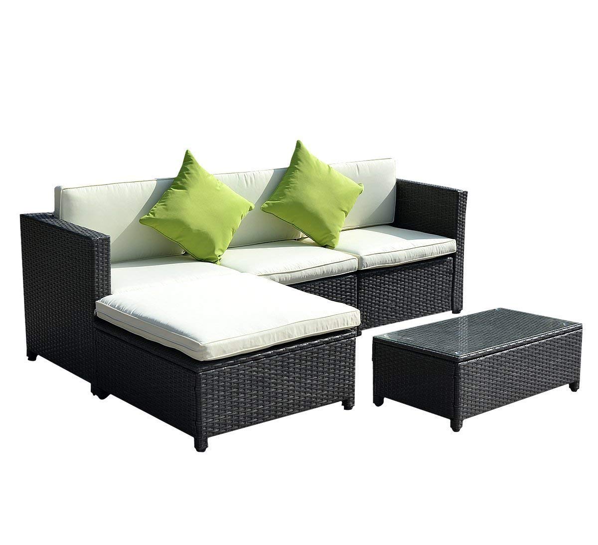 wicker sofa amazon.com: goplus® outdoor patio 5pc furniture sectional pe wicker rattan  sofa HKBNNZB