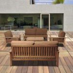 wood outdoor furniture todds 5-piece teak patio seating set with sunbrella cushions HAQMWVG