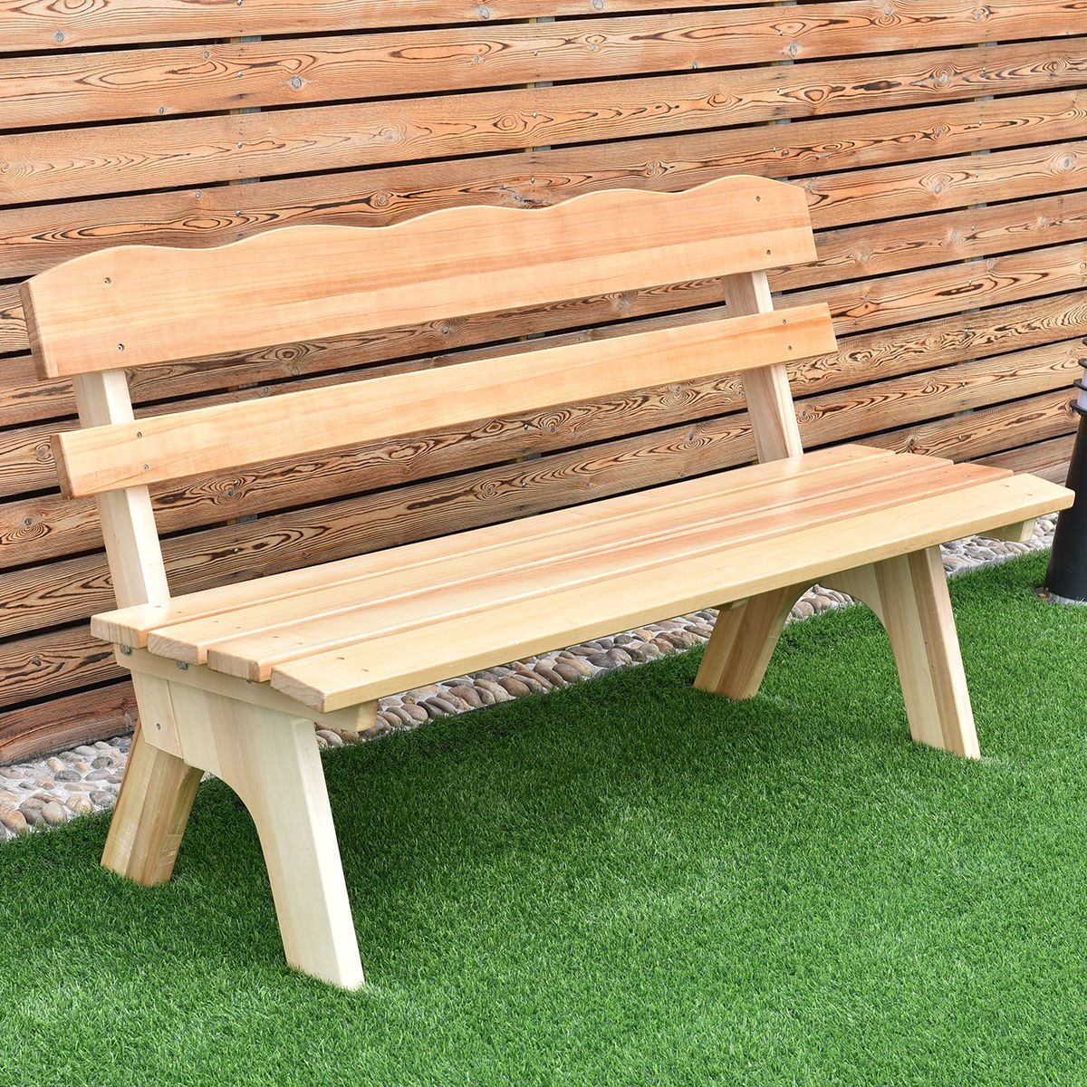 wooden garden benches costway 5 ft 3 seats outdoor wooden garden bench chair wood frame AOLGSBB