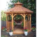 wooden gazebo round patio backyard outdoor pavilion garden house yard  hardtop LMRZFEI