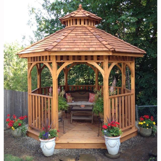 wooden gazebo round patio backyard outdoor pavilion garden house yard  hardtop LMRZFEI